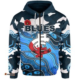Blues ANZAC Zip Hoodie Carlton Attractive Indigenous