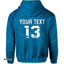 Custom Personalised Maori Hoodie Turquoise Aotearoa Tattoo Custom Text and Number