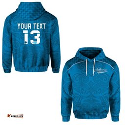 Custom Personalised Maori Hoodie Turquoise Aotearoa Tattoo Custom Text and Number