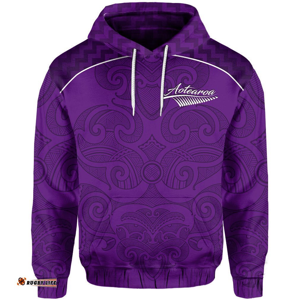 Maori Hoodie Purple Aotearoa Tattoo
