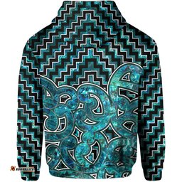 New Zealand Zip Hoodie Maori Graphic Tee patterns Paua Shell