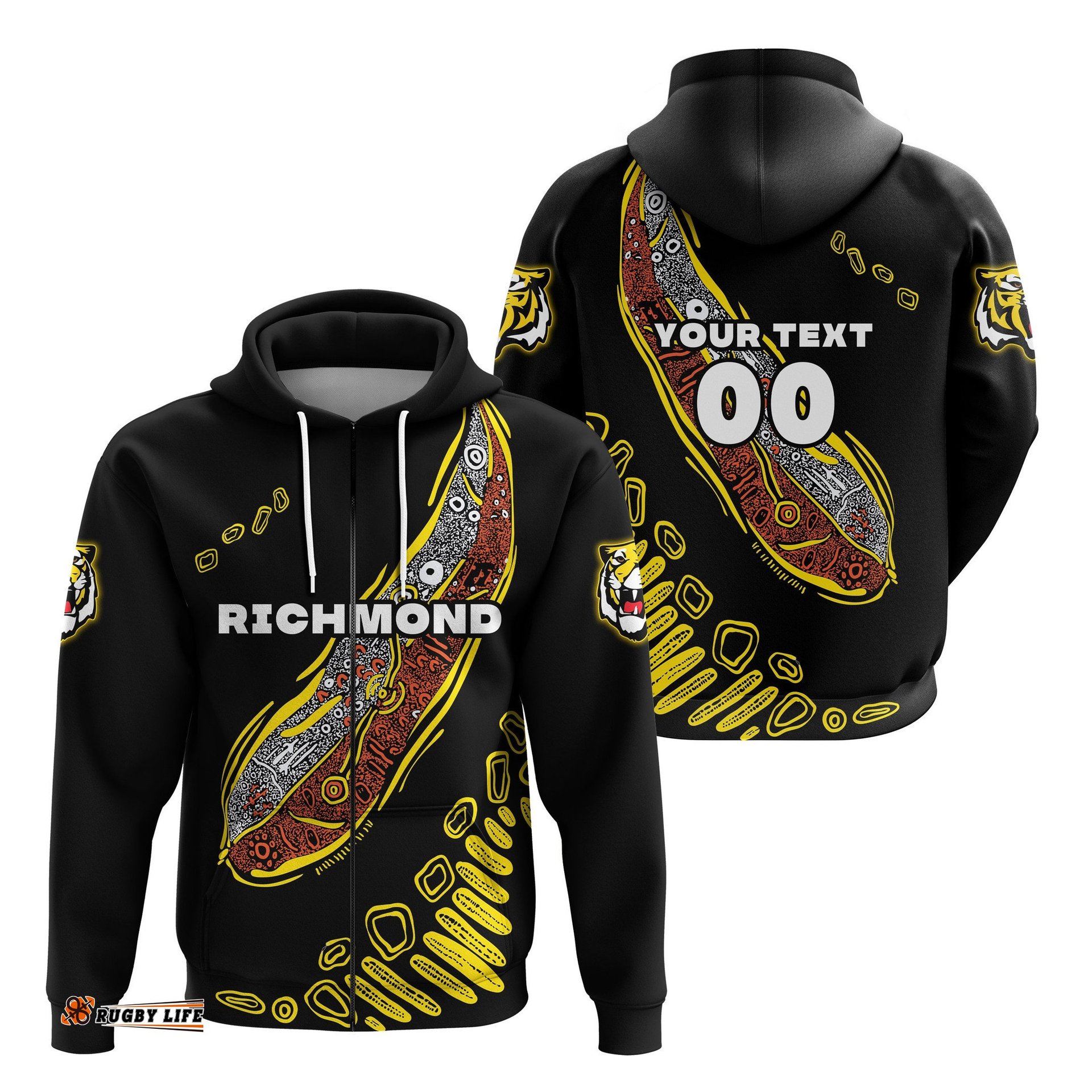 Custom Personalised Richmond Zip Hoodie Aboriginal Sport Style