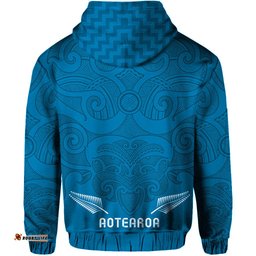 Maori Zip Hoodie Turquoise Aotearoa Tattoo