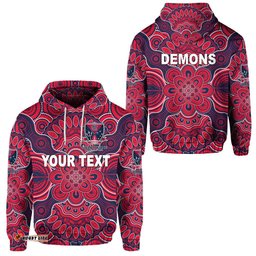 Custom Personalised Melbourne Demons Indigenous Hoodie Football Version