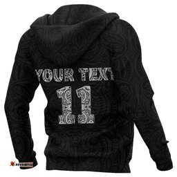New Zealand Rugby Zip Up Hoodie, Haka Fern Custom Text And Number Zipper Hoodie