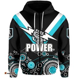 Custom Personalised Port Adelaide Zip Hoodie Power Aboriginal Simple