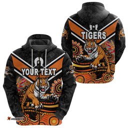 Custom Personalised Wests Tigers Zip Hoodie NAIDOC