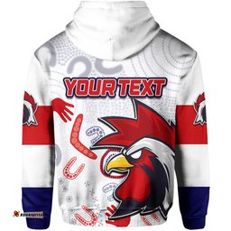 Custom Personalised Roosters Zip Hoodie Indigenous Style No.2