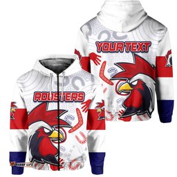 Custom Personalised Roosters Zip Hoodie Indigenous Style No.2