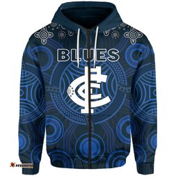 Custom Personalised Blues Indigenous Zip Hoodie Football Season Custom Text and Number