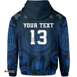 Custom Personalised Blues Indigenous Zip Hoodie Football Season Custom Text and Number