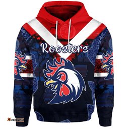 Custom Personalised Sydney Hoodie Roosters Indigenous Vibes Blue, Custom Text And Number