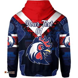 Custom Personalised Sydney Hoodie Roosters Indigenous Vibes Blue, Custom Text And Number