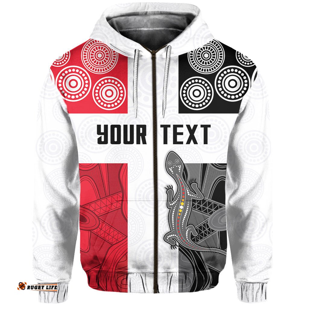 Custom Personalised Saints Football Zip Hoodie St Kilda Indigenous