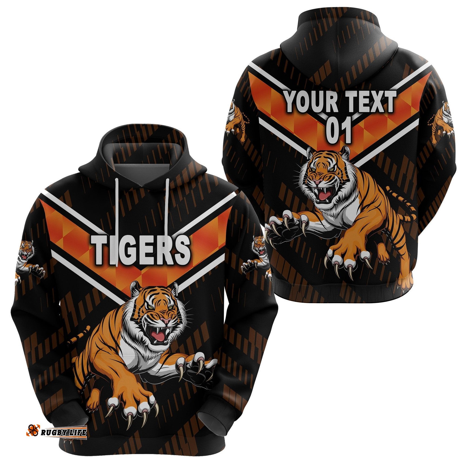 Custom Personalised Wests Tigers Hoodie Simple, Custom Text And Number