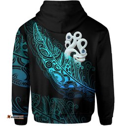 Custom Personalised Aotearoa Hoodie Fern Mix Manaia Matau