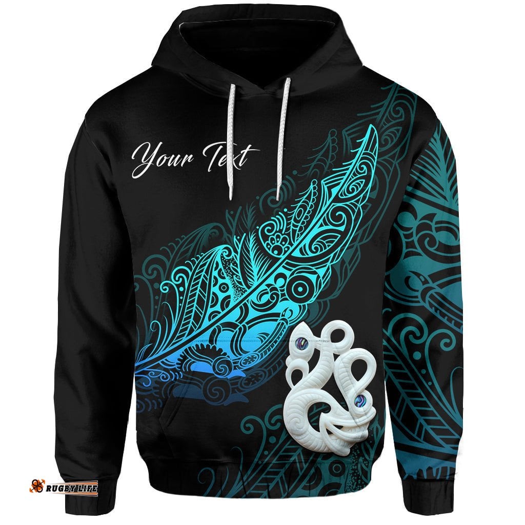 Custom Personalised Aotearoa Hoodie Fern Mix Manaia Matau