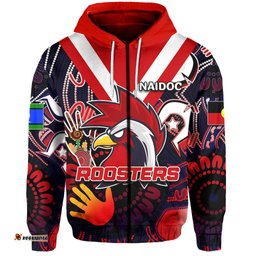 Custom Personalised NAIDOC Roosters Zip Hoodie NAIDOC Patterns