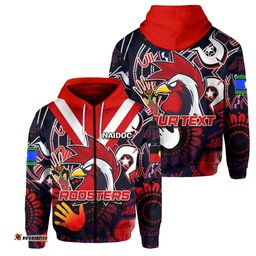 Custom Personalised NAIDOC Roosters Zip Hoodie NAIDOC Patterns