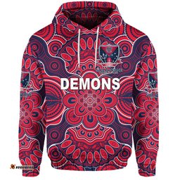Custom Personalised Melbourne Demons Indigenous Hoodie Football Version, Custom Text And Number