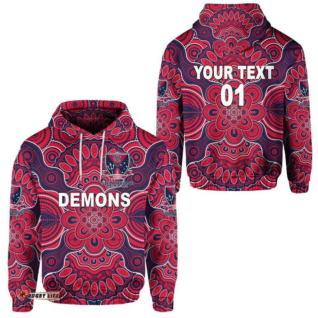 Custom Personalised Melbourne Demons Indigenous Hoodie Football Version, Custom Text And Number