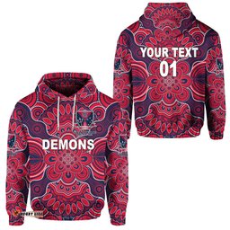 Custom Personalised Melbourne Demons Indigenous Hoodie Football Version, Custom Text And Number