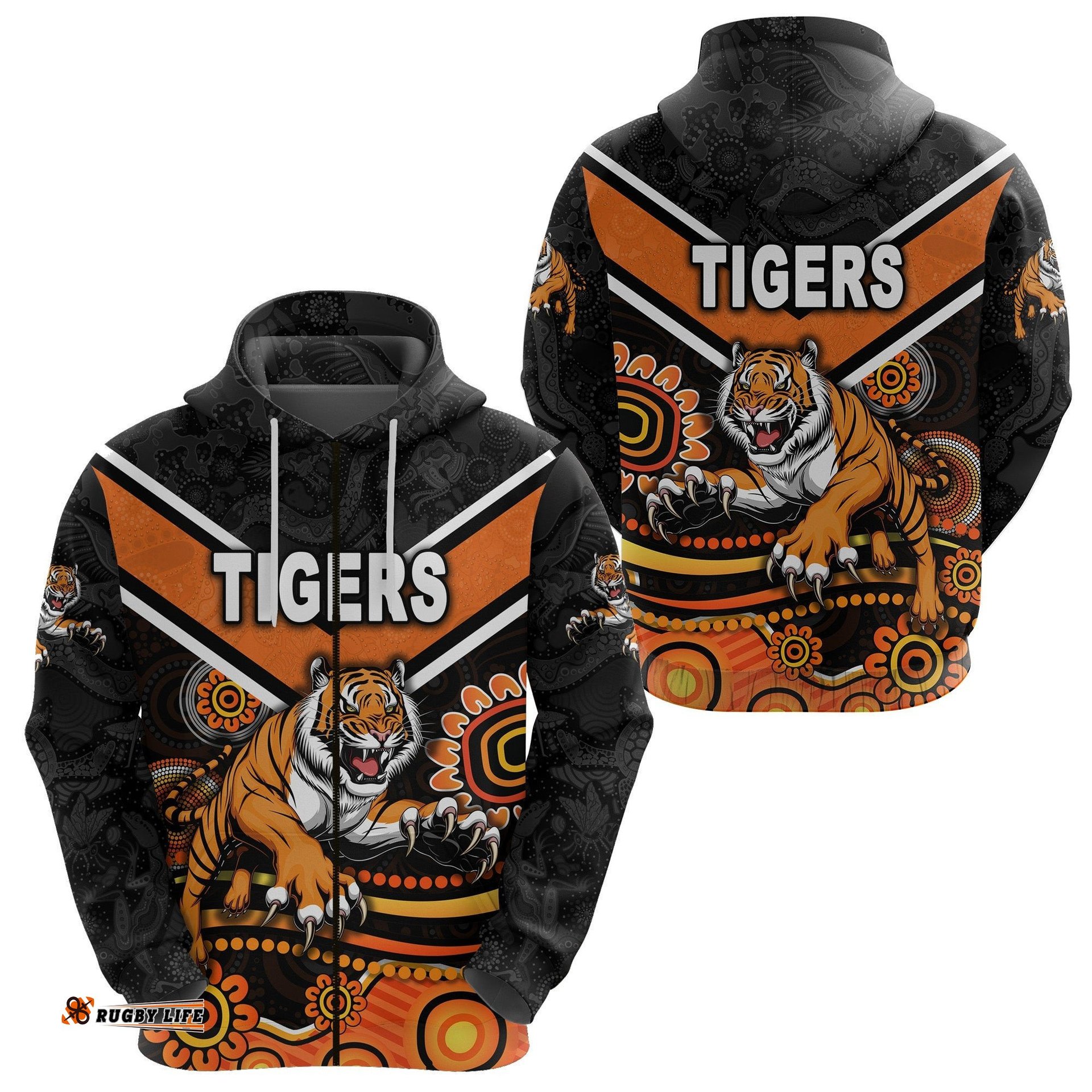 Wests Tigers Zip Hoodie Indigenous