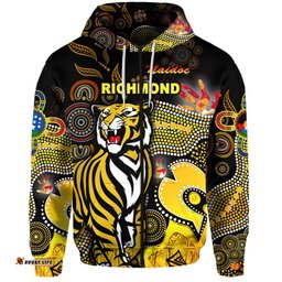 Custom Personalised Richmond Tigers Zip Hoodie NAIDOC Heal Country! Heal Our Nation Original, Custom Text And Number