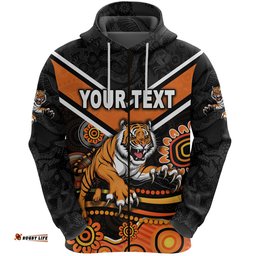 Custom Personalised Wests Tigers Zip Hoodie Indigenous