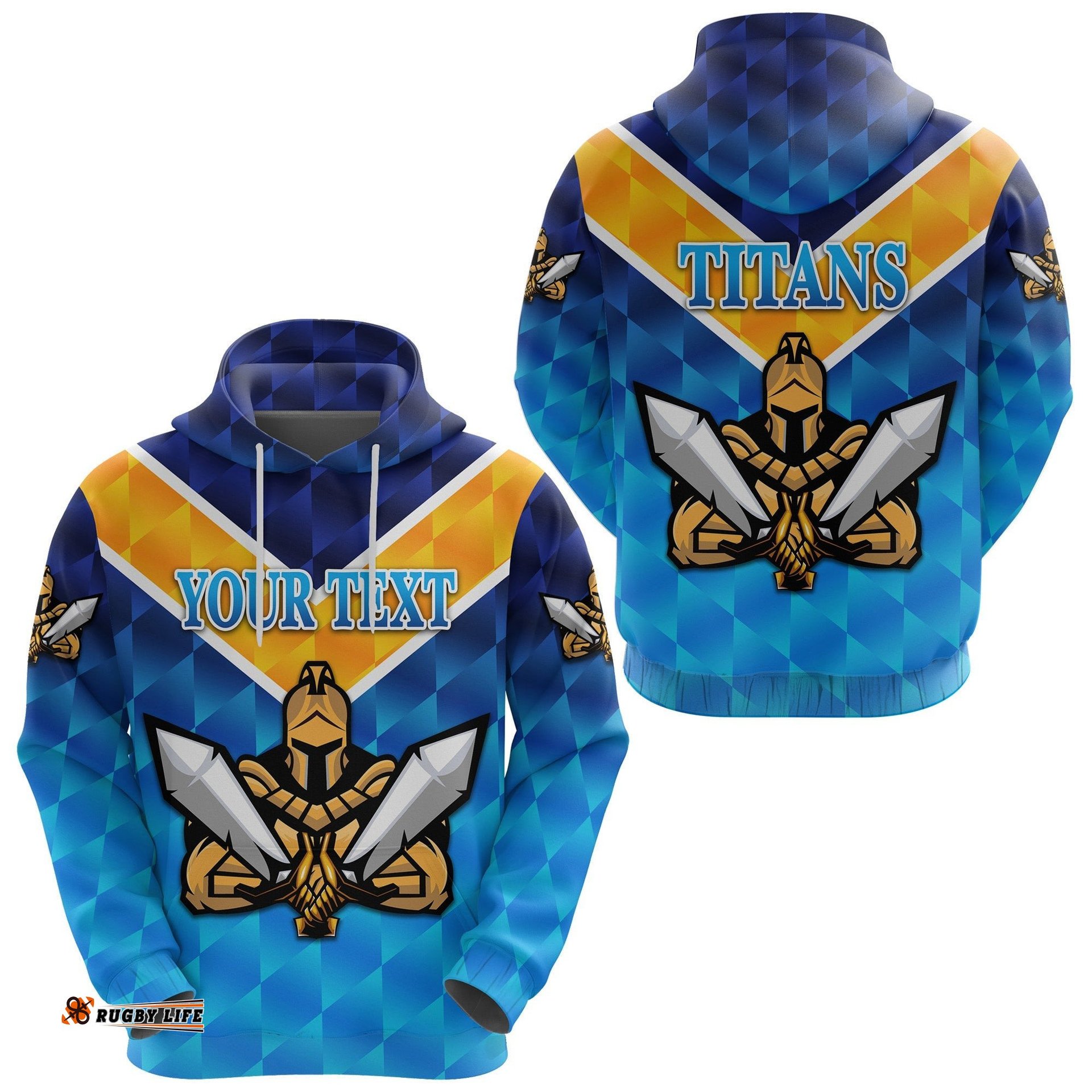 Custom Personalised Gold Coast Titans Hoodie Gladiator Original Style