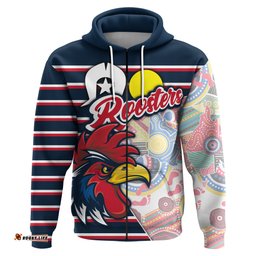Custom Personalised Australia Roosters NAIDOC Week Zip Up Hoodie Sport Style Ver.2