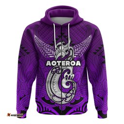 Custom Personalised Maori Aotearoa Manaia Zip Hoodie Simple Sport Style Purple