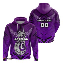 Custom Personalised Maori Aotearoa Manaia Zip Hoodie Simple Sport Style Purple