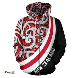 New Zealand Polynesian Maori Ethnic Ornament Zip Up Hoodie