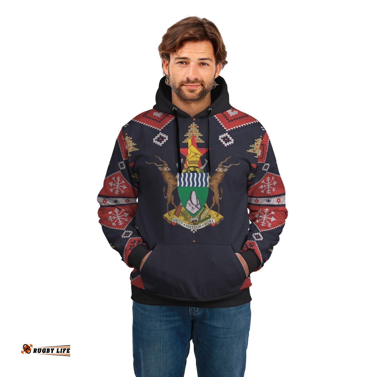 Zimbabwe Christmas Hoodie Santa Claus Ho Ho Ho