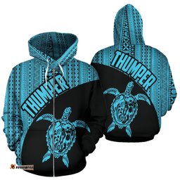 Tapa Zip Up Hoodie Turtle Wave Custom Thumper
