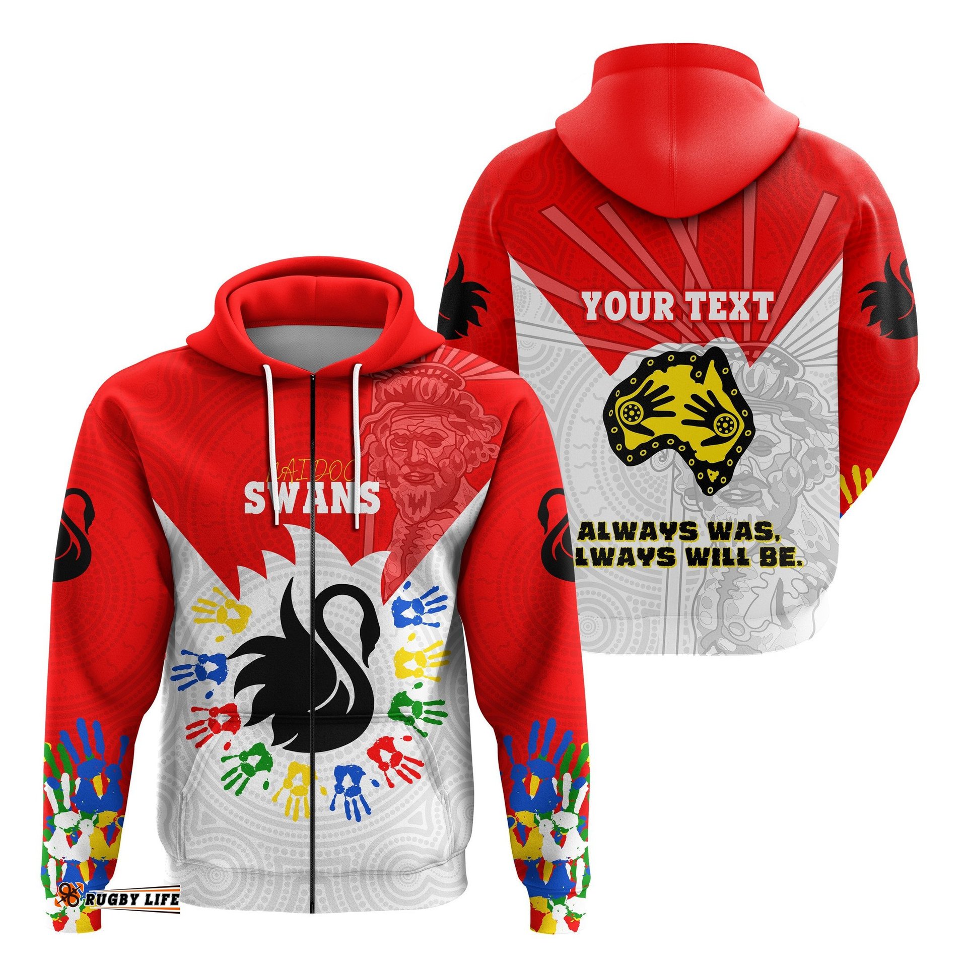 Custom Personalised Swans NAIDOC Week Zip Hoodie Sydney Special Style