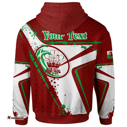 Custom Text Wales Rugby Personalised Zip Up Hoodie Welsh Rugby