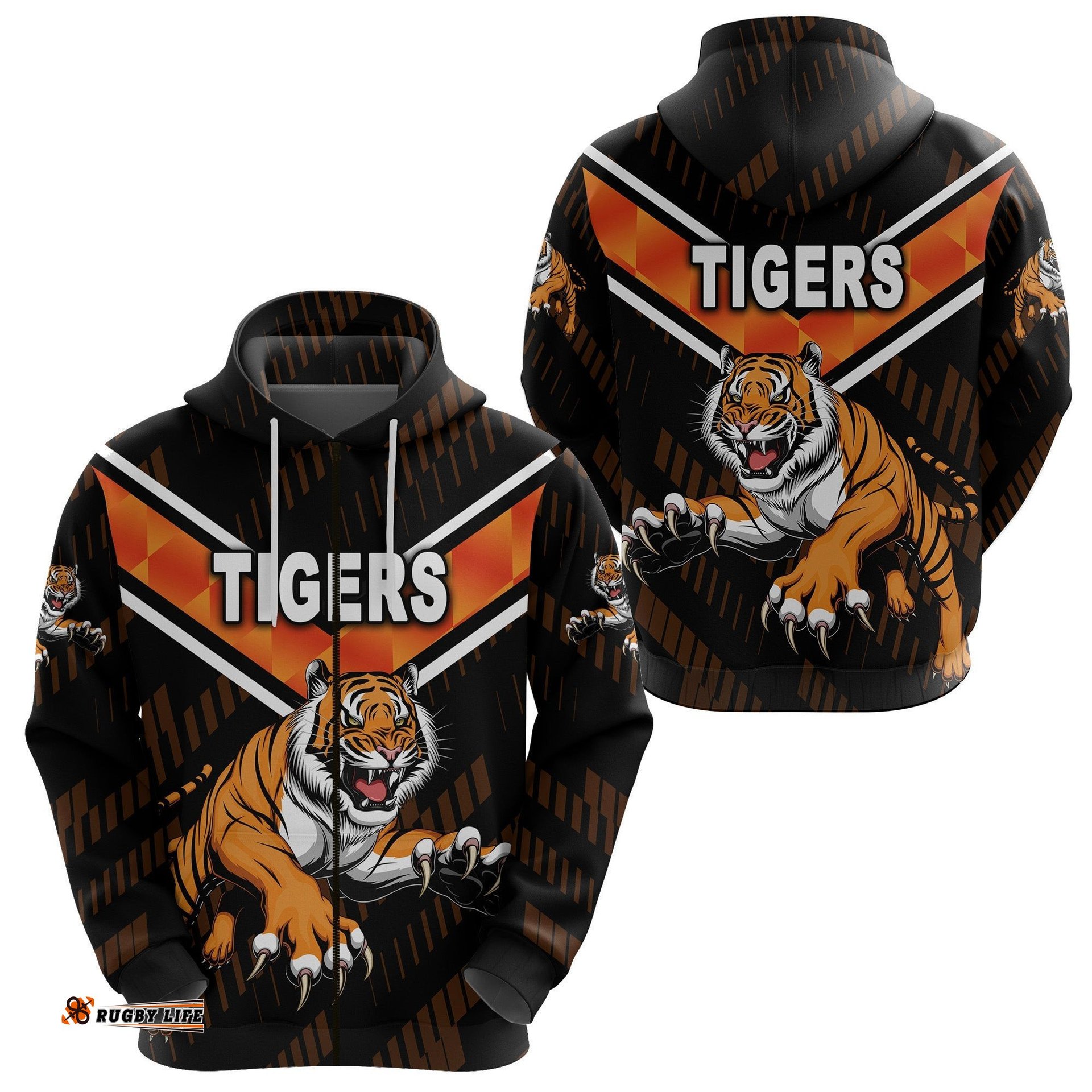 Wests Tigers Zip Hoodie Simple