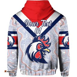 Custom Personalised Sydney Hoodie Roosters Indigenous Vibes White, Custom Text And Number