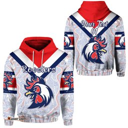 Custom Personalised Sydney Hoodie Roosters Indigenous Vibes White, Custom Text And Number