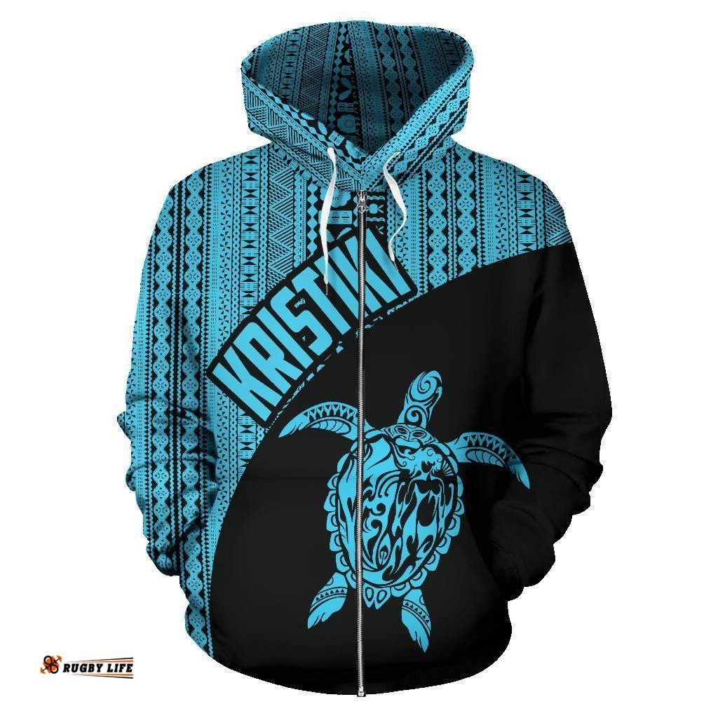 Tapa Zip Up Hoodie Turtle Wave Custom Kristiki 01