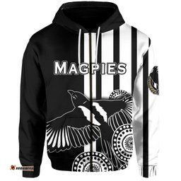 custom personalised magpies indigenous zip hoodie