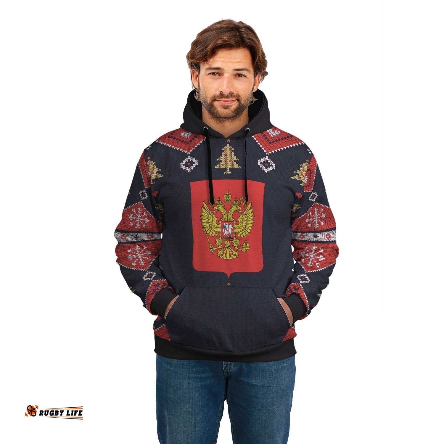 Russia Christmas Hoodie Santa Claus Ho Ho Ho