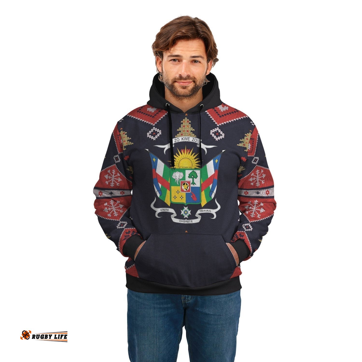 Central African Republic Christmas Hoodie Santa Claus Ho Ho Ho