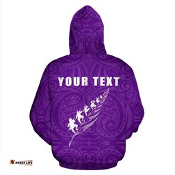 Rugby Haka Fern Hoodie Violet Custom Version