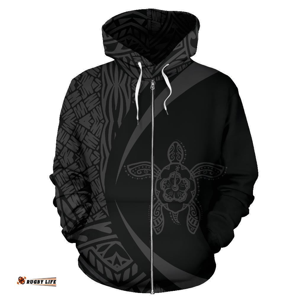 Turtle Polynesian Zip Up Hoodie Circle Style