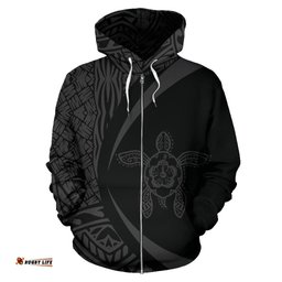 Turtle Polynesian Zip Up Hoodie Circle Style