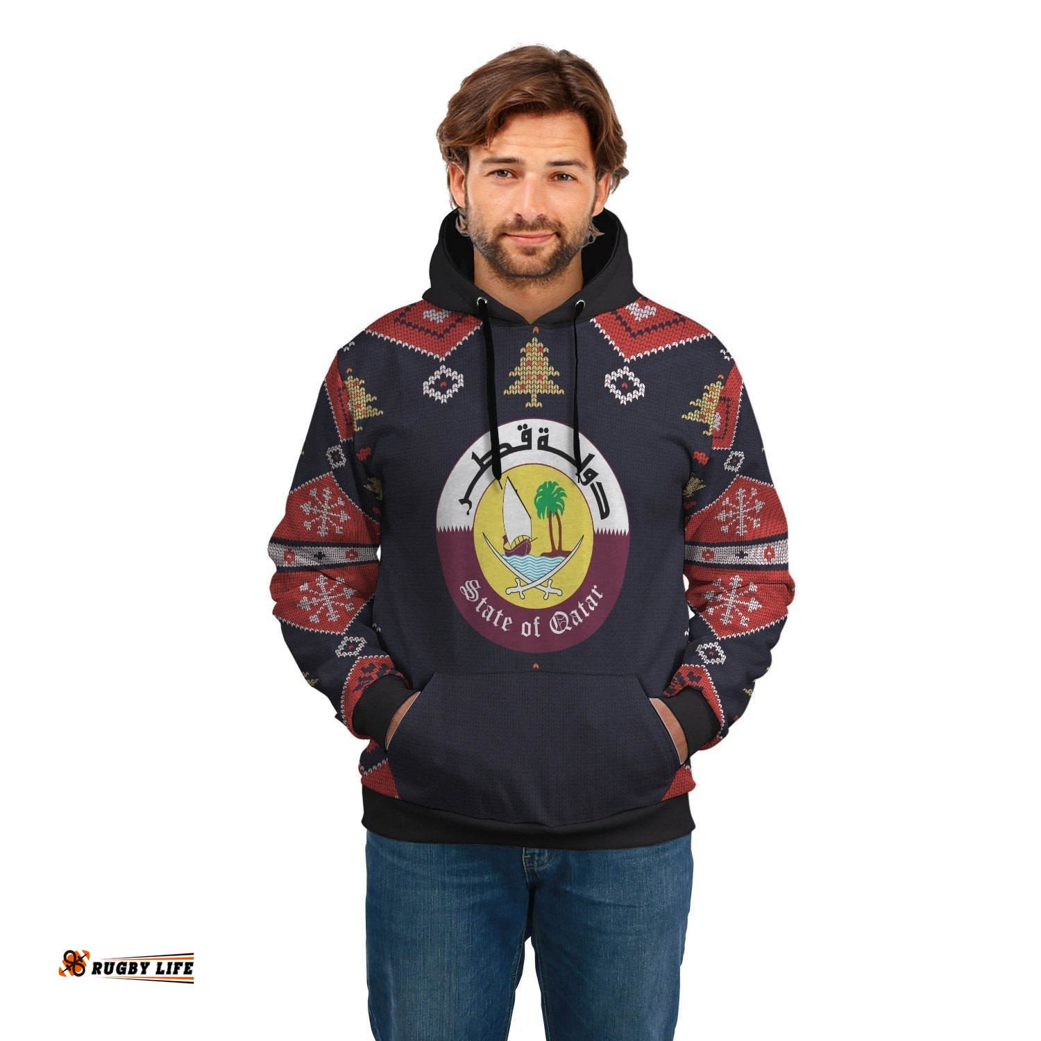 Qatar Christmas Hoodie Santa Claus Ho Ho Ho