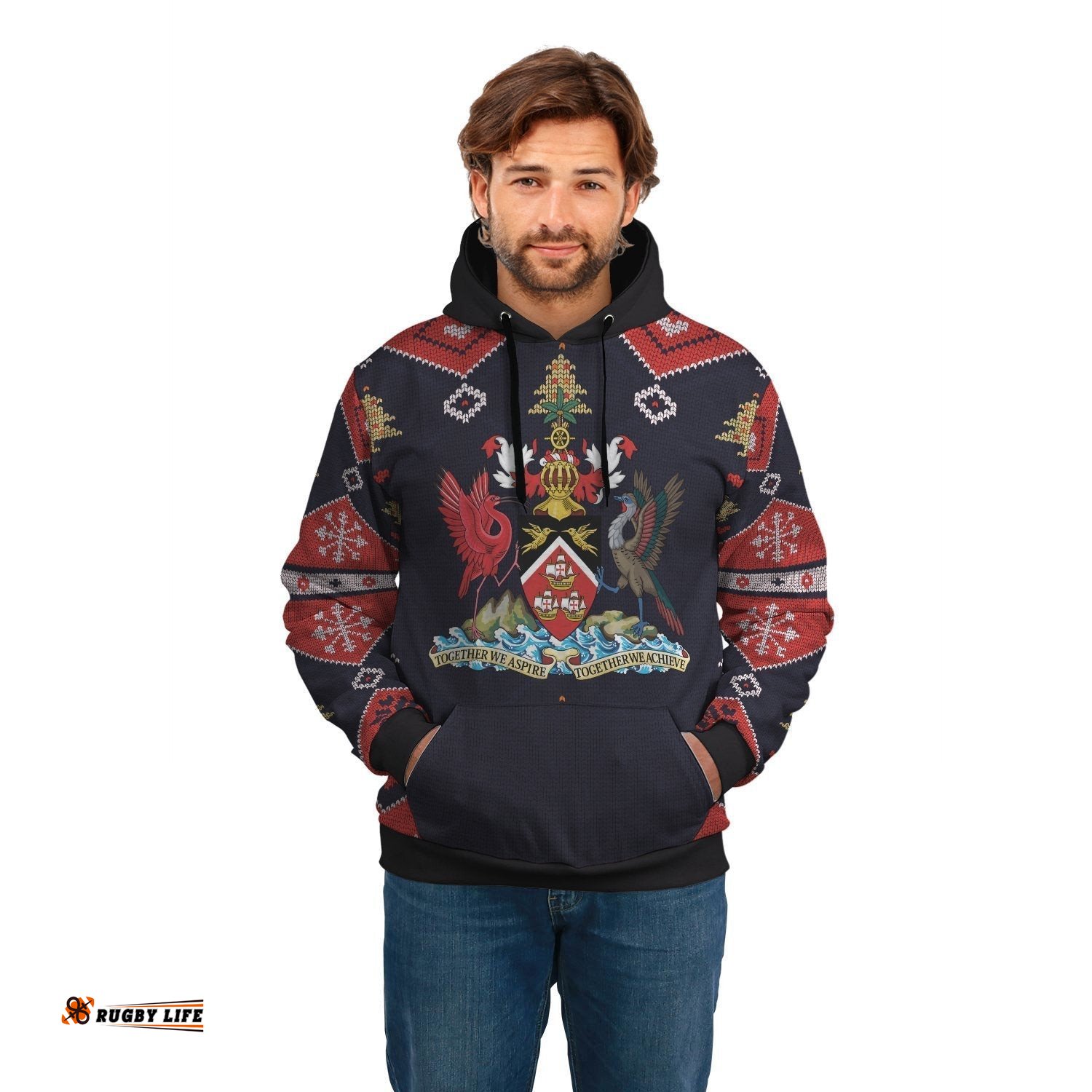 Trinidad and Tobago Christmas Hoodie Santa Claus Ho Ho Ho